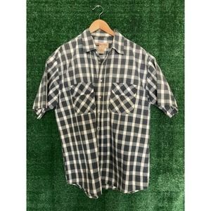 Big Mac Men's Checkered Button Down Short Sleeve Work wear Shirt Sz L